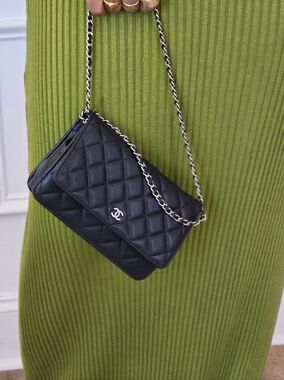 Chanel Quilted Caviar Leather Wallet On Chain